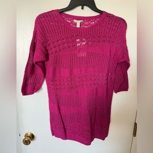 COPY - Dana Buchman crocheted fuchsia sweater, XL